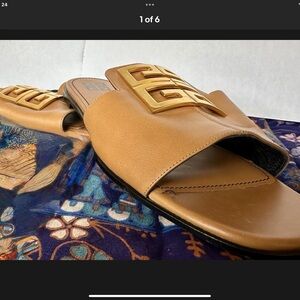 Givenchy Tan Sandals with Gold Accent